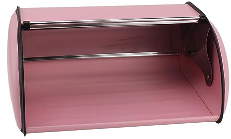 Fabater Caja de Pan de Metal, Panera Con Espejo Rosa para Encimera de Cocina, Exquisito Destinatario de Almacenamiento para Pan, Receptor para Con Tapa Inscrito, 13.6x9.1x5.7 Pulgadas