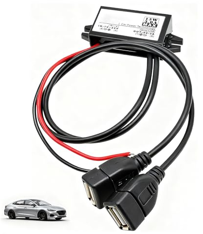 Convertidor 12V a 5V, Módulo Convertidor Dual USB DC 3A 15W, Impermeable y Sobrecargas, Adaptador de Voltaje Coche para Teléfonos GPS Radio Audio Sistemas LED Panel Solar Barcos y Equipos Industriales
