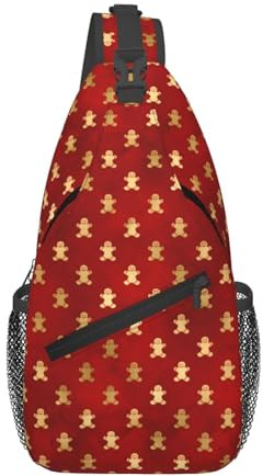 Sac à bandoulière en pain d'épices rouge et or pour femmes et hommes, sac à dos de voyage, de randonnée, de poitrine