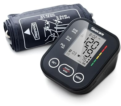 sinocare Blood Pressure Monitor, Upper Arm BPM with Large Cuff 22-42cm, Blood Pressure Monitors for Home Use，One-Button Operation, Dual User, Accurate & Practical
