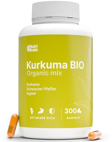 Curcuma avec Poivre Noir et Gingembre Certifié BIO | 300 Gélules | Écologique & Végane | 1400mg | Curcumine + Pipérine à Haute Absorption | Format XXL | Confort Articulaire et Digestif