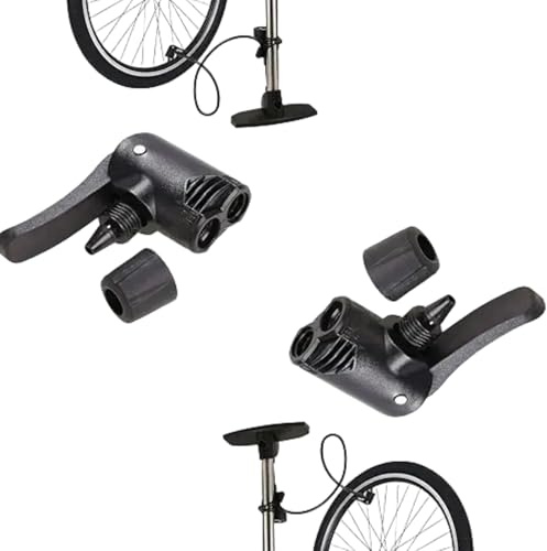 WLngtv 2 Pcs Black Pump Adapter Valve, 3 in 1 Replacement Dual Head Air Pump Adapter Valve Bicycle Bike Cycle Tyre Tube Pump Adapter，Bike Floor Pumps