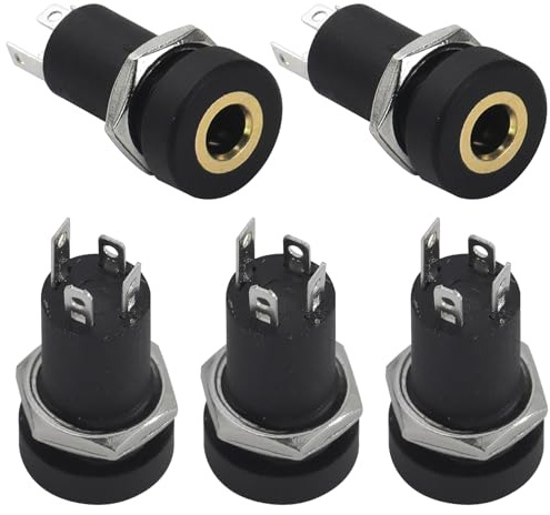 PENGLIN 5 Stück 4 Polige 3.5mm Audio Buchse, | 4Pins Stereo Panel Montage Löten Adapter mit Mutter für Kopfhörer