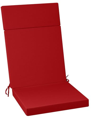 PRIMEPATIO Hochlehner Sitzauflage 120x50x6cm 1PC Waschbarer Bezug, Rot | Komfortable Stuhlauflage mit Abnehmbarem Bezug, Wetterfestem Stoff und Dicker Polsterung für Garten und Terrasse