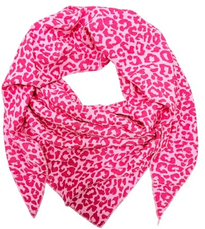 XL DreieckStrickschal Leopard Frühling Schal 100% Baumwolle Made in Italy Fashion Tuch Dreieckschal Stola Herbst Frühling Tuch Leo (mini Leo26 Pink)
