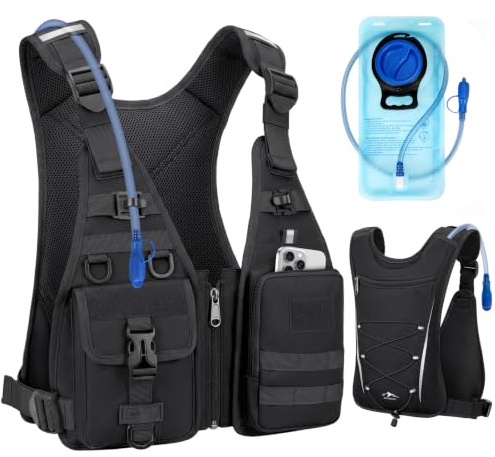 RAINSMORE Running Vest with 2L Water Bladder, Hydration Vest for Men Women | Lightweight Breathable Mesh | Large Phone Holder | Reflective Detail | Adjustable Fit for Trail Running & Marathon & Cycling