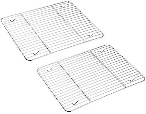 TEAMFAR Abkühlgitter 2er-Set, Auskühlgitter Kuchengitter aus Edelstahl zum Braten Backen Grillen Kühlen Auskühlen, 38,5 x 28 x 1,5 cm, Gesund & Langlebig, Rostfrei & Spülmaschinengeeignet