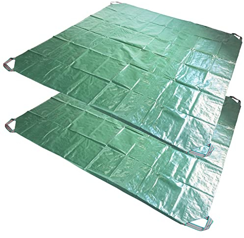 2-Pack 7x7ft Yard Garden Leaf Tarp 4 Handles Waterproof Tarps for Sandbox Cover,Lawn Debris,Yard Waste Tarp,Landscape Pruning,Leaf Hauler,Outdoor Camping Tarps,Tent Footprint,Patio Table,FirePit Cover