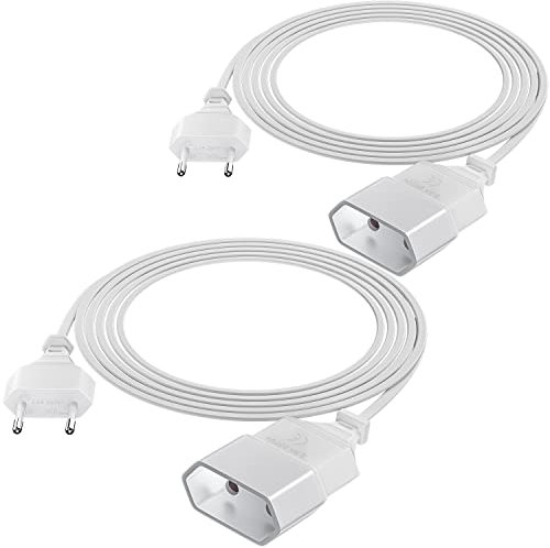 Verlängerungskabel 1m 2 Packs, Stromkabel Verlängerung Flach, PABANCE Dünnes Netzkabel 2 Polig 250V Typ-C Eurostecker auf Typ-C Euro Buchse TV Computer Monitor Beamer Lampe Haushaltsgeräte, Weiß