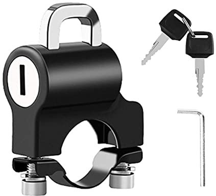 Windance 2 pièces Cadenas de sécurité pour casque de moto, antivol, cadenas noir en alliage d'aluminium, montage sur guidon 22mm (1 pièce)
