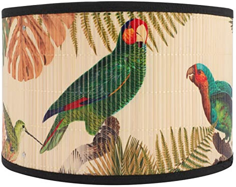 Uonlytech Tamburo Paralume E27 Vintage Paralume in Tela Uccelli Modello Lampadario Copertura Lampada Accessori Luce Sostituibile per Lampada a Sospensione da, 30X30x20CM