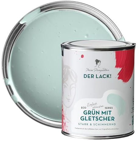 MissPompadour seidenmatte Holzfarbe Innen & Außen 1L Grün mit Gletscher, Möbelfarbe ohne Schleifen - Farbe für Holz, Metall, Kunststoff - Holzlack, Möbellack schnelltrocknend mit hoher Deckkraft