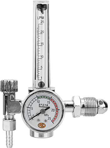 Raguso Argon-Gas-Durchflussmesser-Skalentester, Argon-Gas-Druckminderer-Durchflussmesser, Verchromung, Zinklegierung, G5/8–14, praktischer Argon-Druckregler für die Industrie