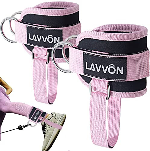 Sangle Cheville Musculation Poulie - Attaches de câble réglables et Confortables pour la Salle de Ankle Straps, Sangles de Rebond pour Les fessiers –Extensions Jambes,Boucles et Poignets (Rose)