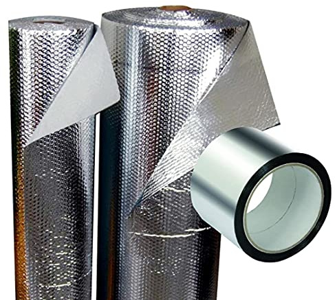 Aislante Térmico Reflexivo Aluminio y Burbujas 18m² 15m x 1,20m + Cinta 45m | Para aislar de frío y calor: Viviendas, Caravanas y furgonetas, buhardillas, fachadas, puertas de garaje y usos industriales