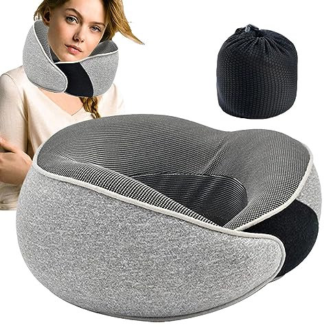 SENZZ Neck Pillow, Travel Pillow, Head Support Pillow for Planes & Cars, Reusable Multi-Functional Flexible Travel Neck Resting Support with Storage Bag for Kids and Adults