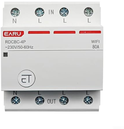 3P+N Smart WiFi Switch Home Leistungsschalter, Sprachsteuerung, Timer Ein/Aus, 18 mm DIN-Schiene, Fernbedienung von für EweLink (80 A)
