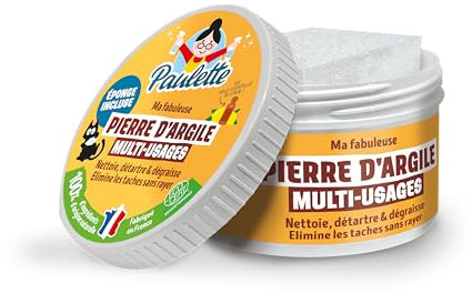 Paulette – Pierre Multi-Usages - Multi-Surfaces - 100% Naturel, Certifié Ecocert - Fabriqué en France - Parfum Citron – Boite 300g