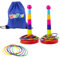 WOFEU Juego de Lanzar Anillas para Niños con 18 Anillas y Bolsa de Viaje, Colorido Juego de Lanzar y Juego Activo, Juegos de Jardín Equipo de Juego al Aire Libre para Niños