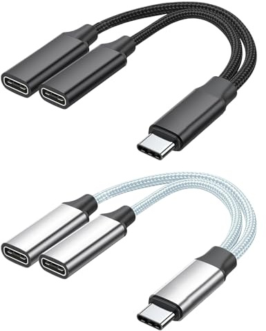 USB C Splitter, 2 Port Male to Dual USB Female Cable Charger Adapter Y Cable for Charging, Type C Double Adapter, USB Hub for Xbox One, PS5, Laptop