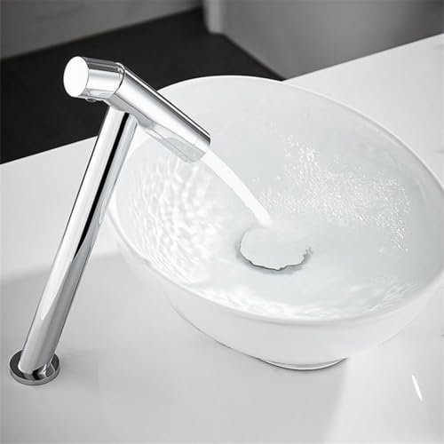 BiaoTeng Robinet Salle de Bain Haut Mitigeur Monocommande Lavabo en Laiton Chaud et Froid Mitigeur pour Vasque à Poser Chrome