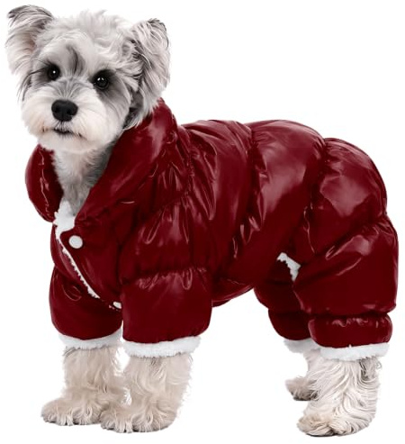 AOFITEE Hunde-Wintermantel, wasserdichte Hundejacke, Ganzkörper-Hunde-Wintermantel, Schneeanzug, winddichter Welpenpufferjacke, Schneeanzug mit Beinen, Haustier-Fleeceweste, Mäntel für kleine Hunde