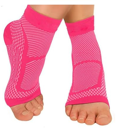 Soporte Para El Tobillo 1 par de tobilleras de compresión for aliviar la tendinitis de Aquiles y el dolor en las articulaciones. Medias for fascitis plantar con soporte for el arco del pie(Pink,S M)