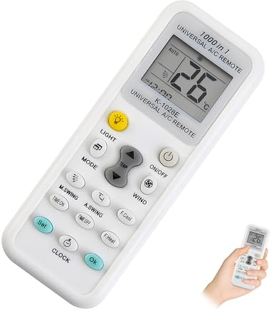 Universal Air Conditioner Remote Control with LED Display, 1000 in 1 A/C Controller Replacement, Compatible Universal AC Remote with Timer, Quick Cool & Heat, for Home and Office Use
