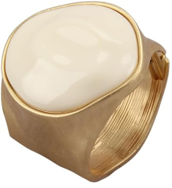 Bjesinmo Gold Bangle Bracelet for Women Wide Wristband Large White Resin Pendant Statement Bold Trendy Bangles Boho Cuff Arm Jewelry