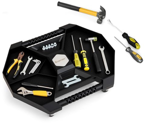 COSTWAY Rollbrett Werkstatt, Montagerollbrett mit 5 Fächern, Mobile Werkzeugablage mit 4 Universalrädern, Mechanic Creeper bis zu 14 kg belastbar, tragbarer Leichter Werkzeug-Organizer für Garage