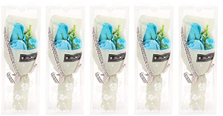 CHEOTIME 5 pièces Fleur de Savon Artificielle, Fleur Artificielle de Savon Rose Bleue, Savon décoratif avec boîte, Vraies Fleurs de Savon Florales pour Maman Femme Femme Petite Amie pour