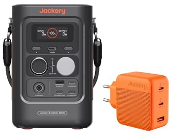 Jackery E300D Tragbare Powerstation 288Wh mit 102W Schnellladegerät | 300W Ausgang, LFP-Akku, leicht und kompakt für mobiles Arbeiten und unterwegs
