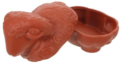 Ciieeo Pentola per Zuppa in Ceramica a Forma di Pecora con Coperchio, Capacità 300ml, Terracotta Marrone, per Zuppe e Cottura al Forno, Conserva Sapori Originali