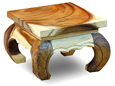 Kinaree Table d'opium naturelle – Table d'appoint en bois d'opium en acacia massif – Convient comme table de chevet ou tabouret à fleurs 30 x 30 cm