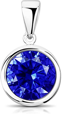 Kristall Anhänger 925 Silber rund Ø 10mm Solitär in vielen Farben KA-462 | Kettenanhänger Sterlingsilber mit Glaskristall wahlweise mit längenverstellbarer Kette von MATERIA by Matthias Wagner