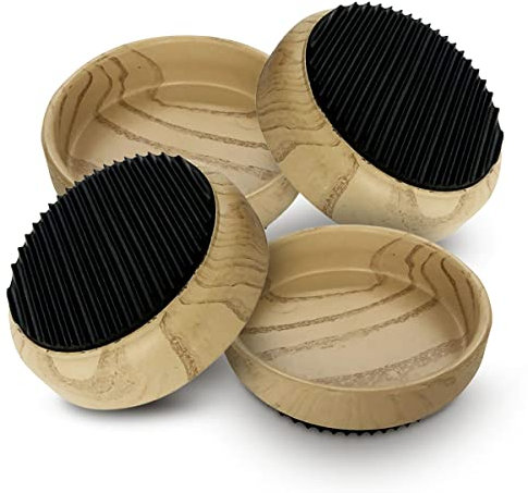 SOL 4pk Rubber Base Castor Cups - Non-Slip Furniture Protectors for Chair & Sofa Legs, Table Feet, Bed - Castor Cups to Protect Wooden Floors