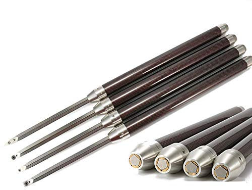 Ensemble D'outils De Tournage En Bois À Pointe De Carbure, 4 Outils De Finition De Rugueuse De Tour Avec Longueur Réglable, Conception Rainurée Fonctionnement Sûr, Avec Boîte En Bois