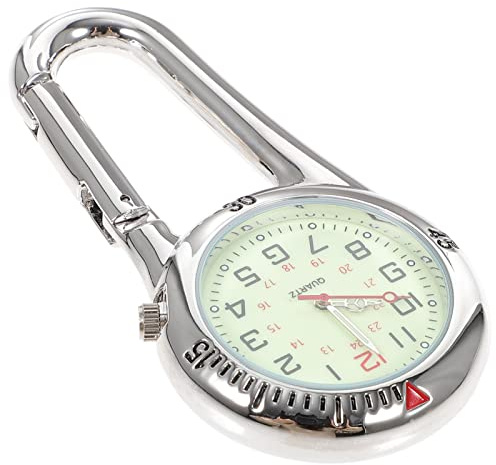 ULTECHNOVO Montre Clip À Ceinture Lumineuse avec Cadran Phosphorescent Et Mousqueton pour À Dos Montre Quartz Unisexe Idéale pour Médecins Infirmières Et Activités Plein Air