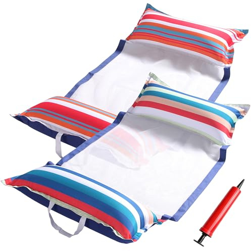 FindUWill Fabric Pool Hammock Floats, XL, 2Pack Inflatable Water Hammocks Floaties 4-in-1 (Saddle, Lounge Chair, Hammock, Drifter), Pool Float Lounger for Adults