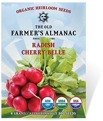The Old Farmer's Almanac Organic Radish Seeds (Cherry Belle) - Approx 400 Seeds - Certified Organic, Non-GMO, Open Pollinated, Heirloom, USA Origin