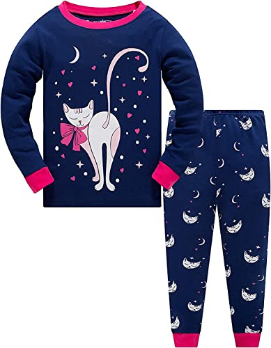 Qzrnly Petit Filles Girafe Ensemble 2 Pièces Bien serré Coupe étroite Pyjama 100% Coton, Modèle 4, 10-11ans