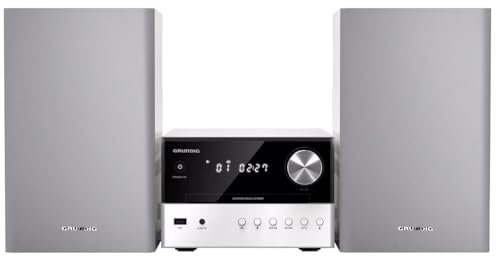 Grundig, Micro Chaine Bluetooth, CD R/RW/USB Lecteur, Compatible MP3, Tuner Digital FM RDS & Dab+- Timer, 30W RMS, Noir et Blanc, Design Compact et Elégant