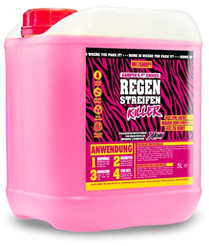 WOSHUP! High Power Wohnwagen Reiniger Regenstreifen Killer Xtra Skin Schutzfilm 1000 ml Regenstreifenentferner für Wohnwagen, Wohnmobil, Boot, Anti Regenstreifen (5 Liter)