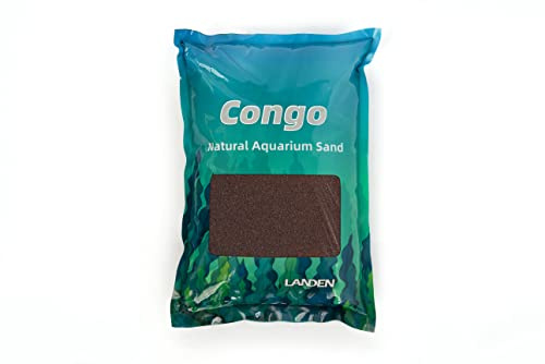 LANDEN Congo Aquascape Sand for Aquarium Landscape 2L(9lbs), Brown, Aquarium Natural Fine Decorative Sand, Tropical Rainforest Biotope Aquariums, Depth Enhancing, 0.4-0.9mm