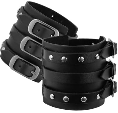 Eigso PU Leder Armband Punk Gothic Breites Armband mit Verschluss für Damen Herren verstellbar