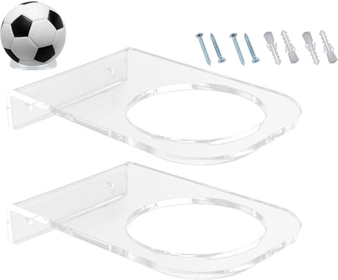 Onlynery Soporte de Pared para fútbol,Soporte de Pared para Baloncesto,2 Soportes de fútbol acrílico | Estante Transparente montado en la Pared para Pelotas de fútbol, Baloncesto, Voleibol, Rugby