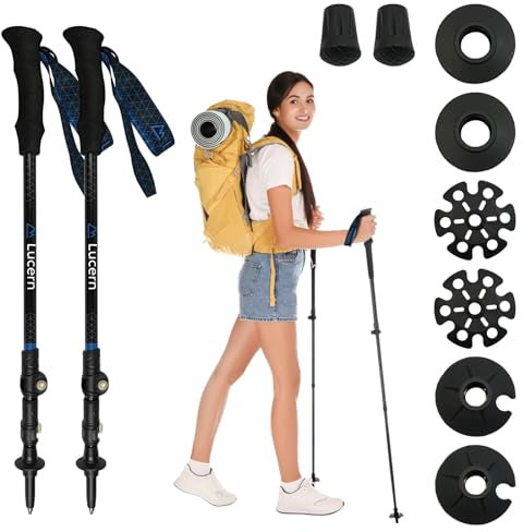 Lucern 161.6 g Extreme Ultra Lightweight Anti-Shock Carbon Trekking Stöcke - Unglaublich Langlebig, Supremely Bequem, Optimal Sicher, Fit Handgepäck, Ideal für Rucksackreisen, Lange Wanderungen