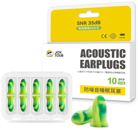 JIELIANGLI Ear Plugs for Sleeping - 5 Pairs, 35dB Noise Reduction Sponge Earplugs With Case, Soft Foam Noise Cancelling