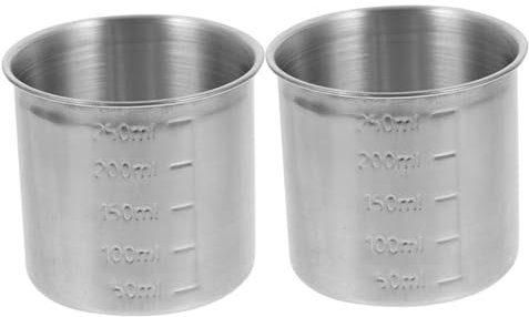 ABOOFAN 2pcs Stainless Steel Measuring Cups 250ml Scale Metal Rice Measuring Container for Baking Easy Storage Suitable for Picnic and Travel