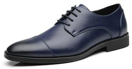 Hombres De Zapatos De Vestir Oxford De Cuero Elegante con Cordones Wingtip Brogues Casual De Negocios Formal Derby Zapatos,Azul,45.5 EU